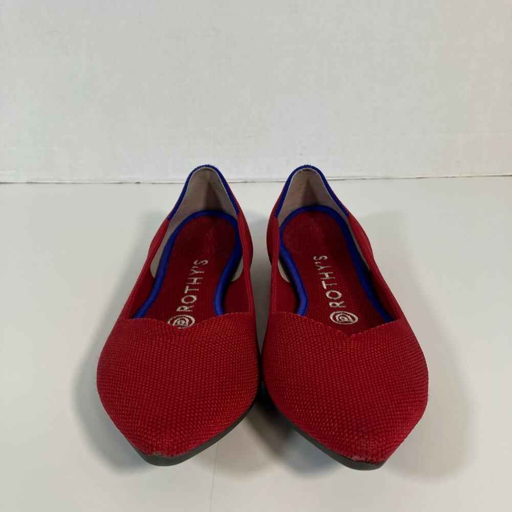 Rothy's The Point Bright Red Knit Fabric Pointed Toe Slip On Ballet Flats - Picture 5 of 16